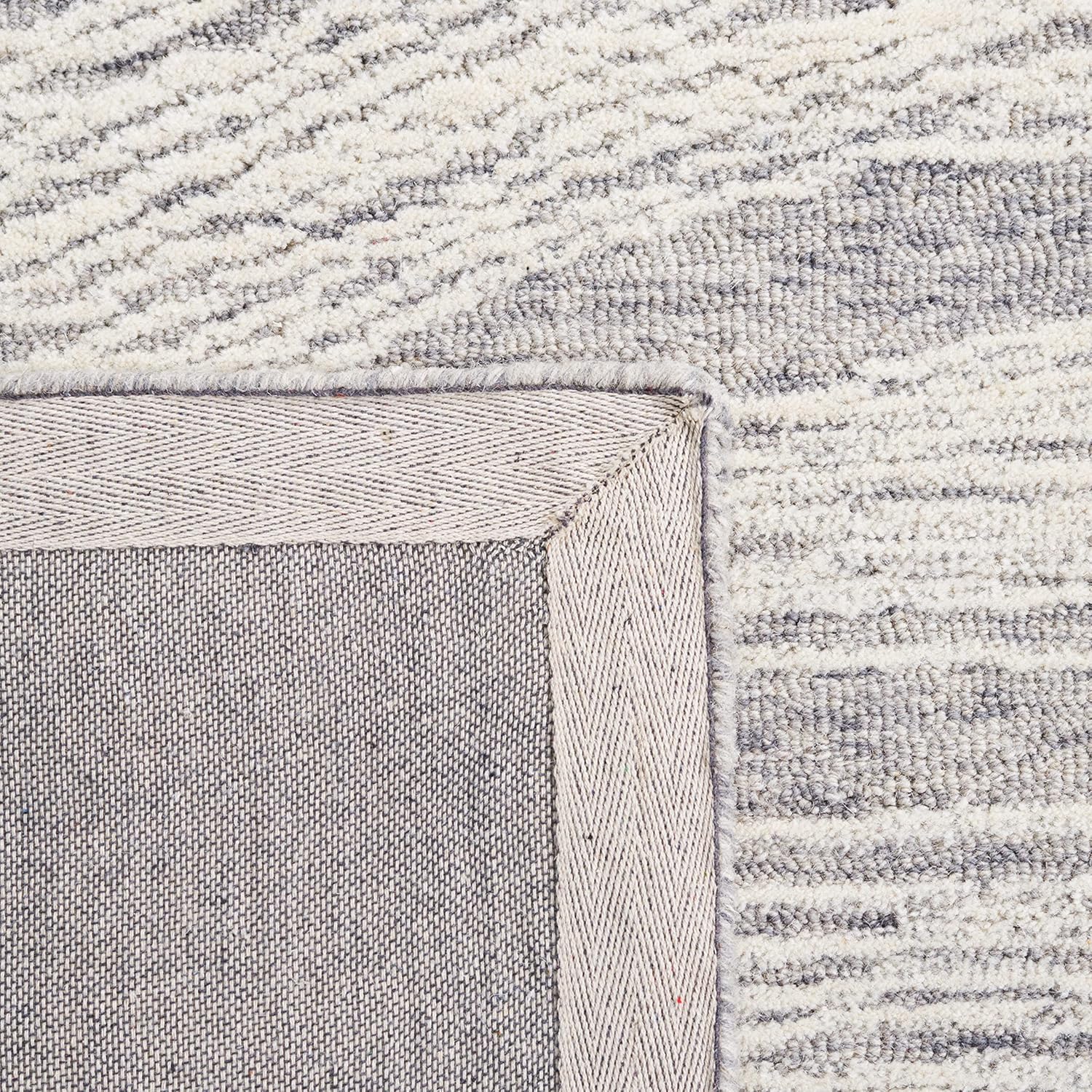SAFAVIEH Metro Collection Area Rug - 8' x 10', Grey & Ivory, Handmade Modern Wool, Ideal for High Traffic Areas in Living Room, Bedroom (MET995F)