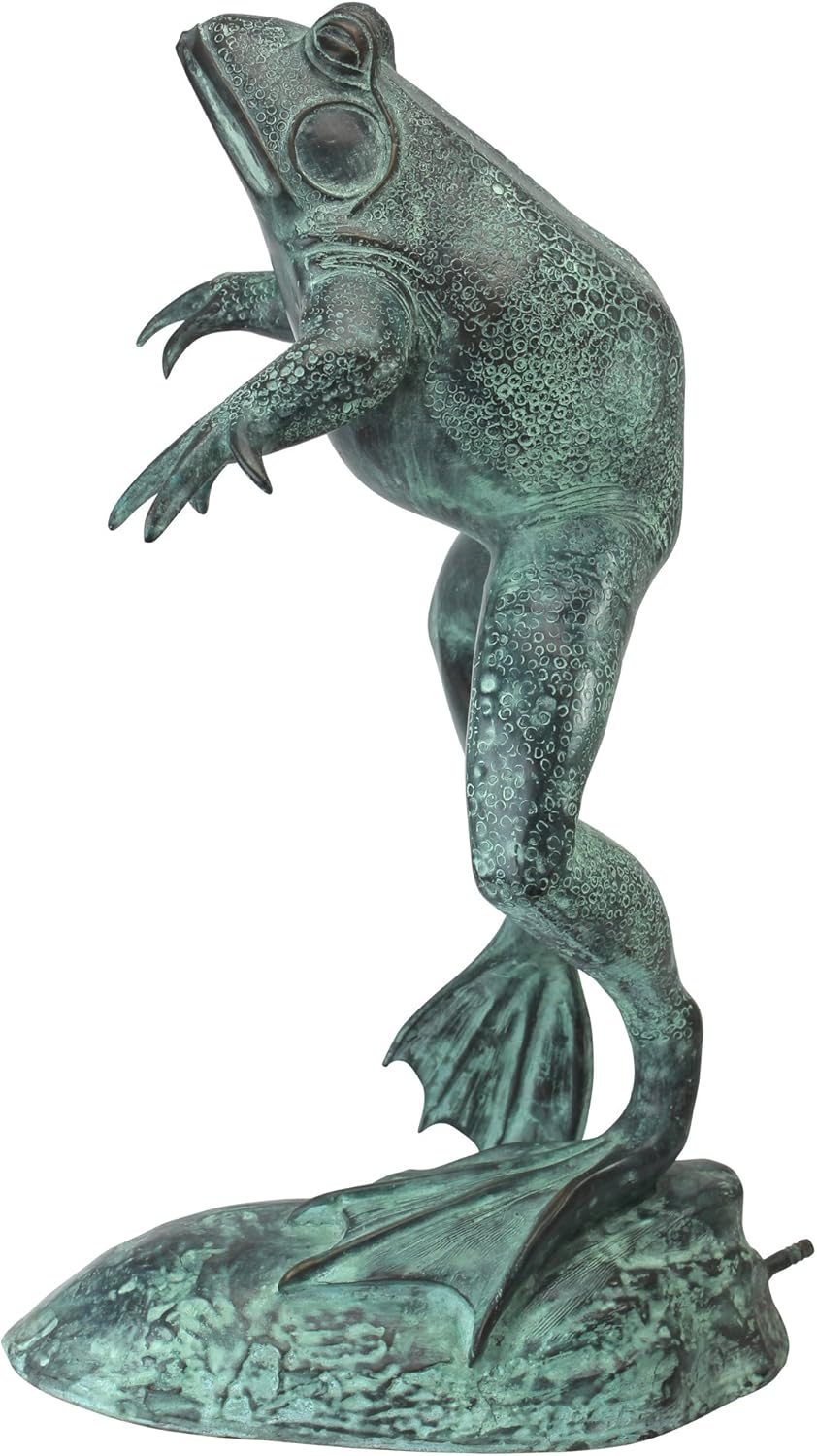 Design Toscano Giant Jumping, Spitting, Leaping Frog Bronze Garden Statue