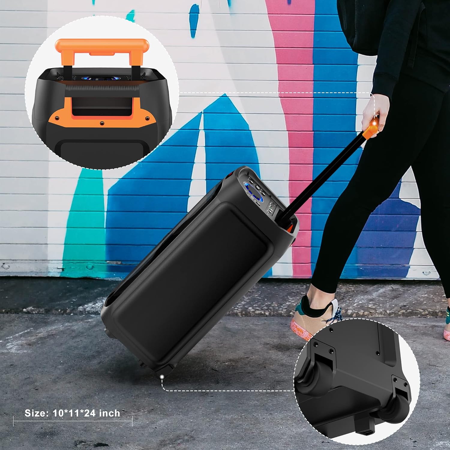 JYX Karaoke Machine with 2 Wireless Microphones for Adults, 8" Big Bluetooth Party Speaker with 500W Peak Power,PA System with DJ Light, Rolling Wheels and Trolley,Perfect for Outdoor