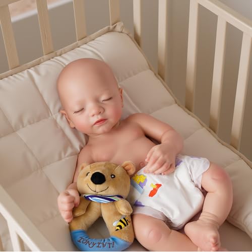 BABESIDE Lifelike Reborn Baby Dolls Aurora 16 Inch (Weight 4 lb) Full Platinum Silicone Reborn Baby Dolls Anatomically Correct Sleeping Baby Girl Real Life Baby Doll with Feeding Kit & Gift Box