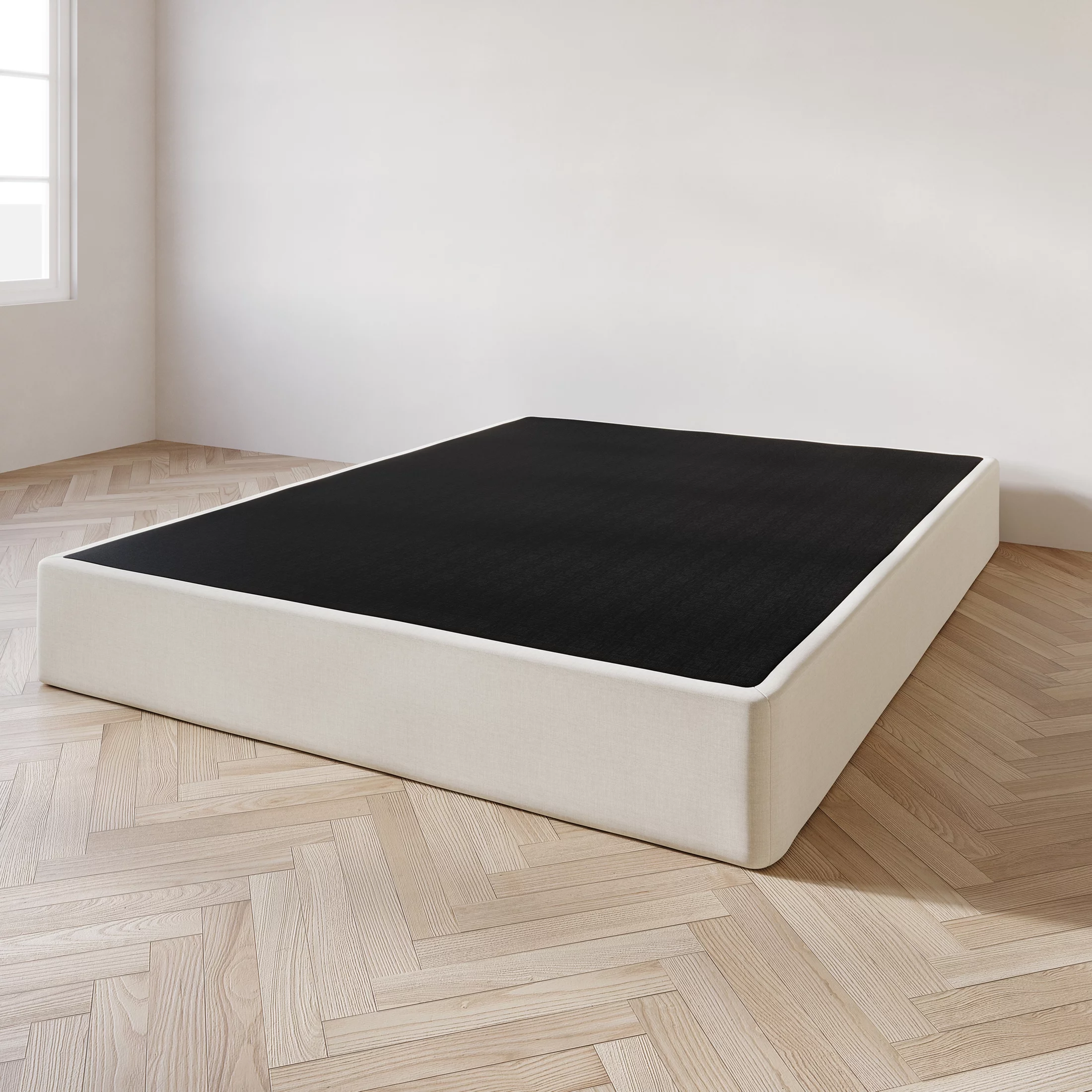 Castle Place Wood Box Spring, Mattress Foundation 8", Queen, Beige