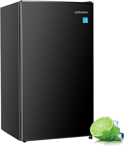 Upstreman 4.5 Cu.Ft Mini Fridge with Freezer, Single Door Small Refrigerator, Adjustable Thermostat, Low noise, Energy-efficient, Compact Refrigerator for Dorm, Office, Bedroom