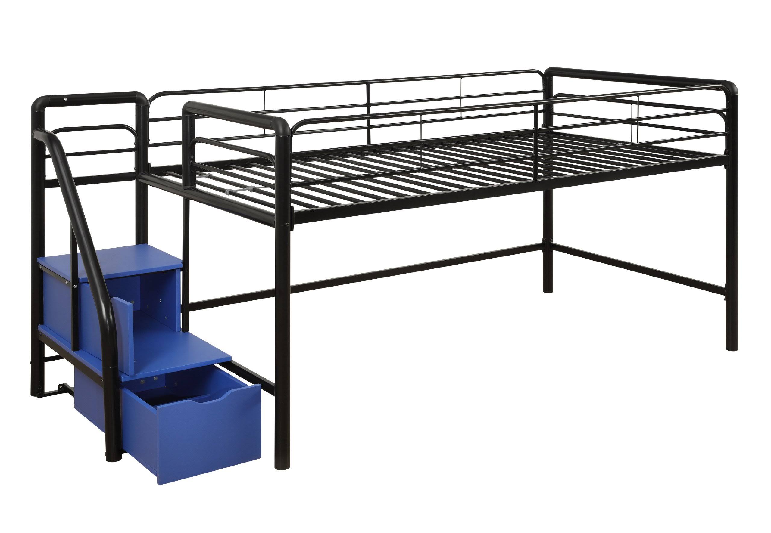 Junior Twin Loft Bed with Storage Steps, Black