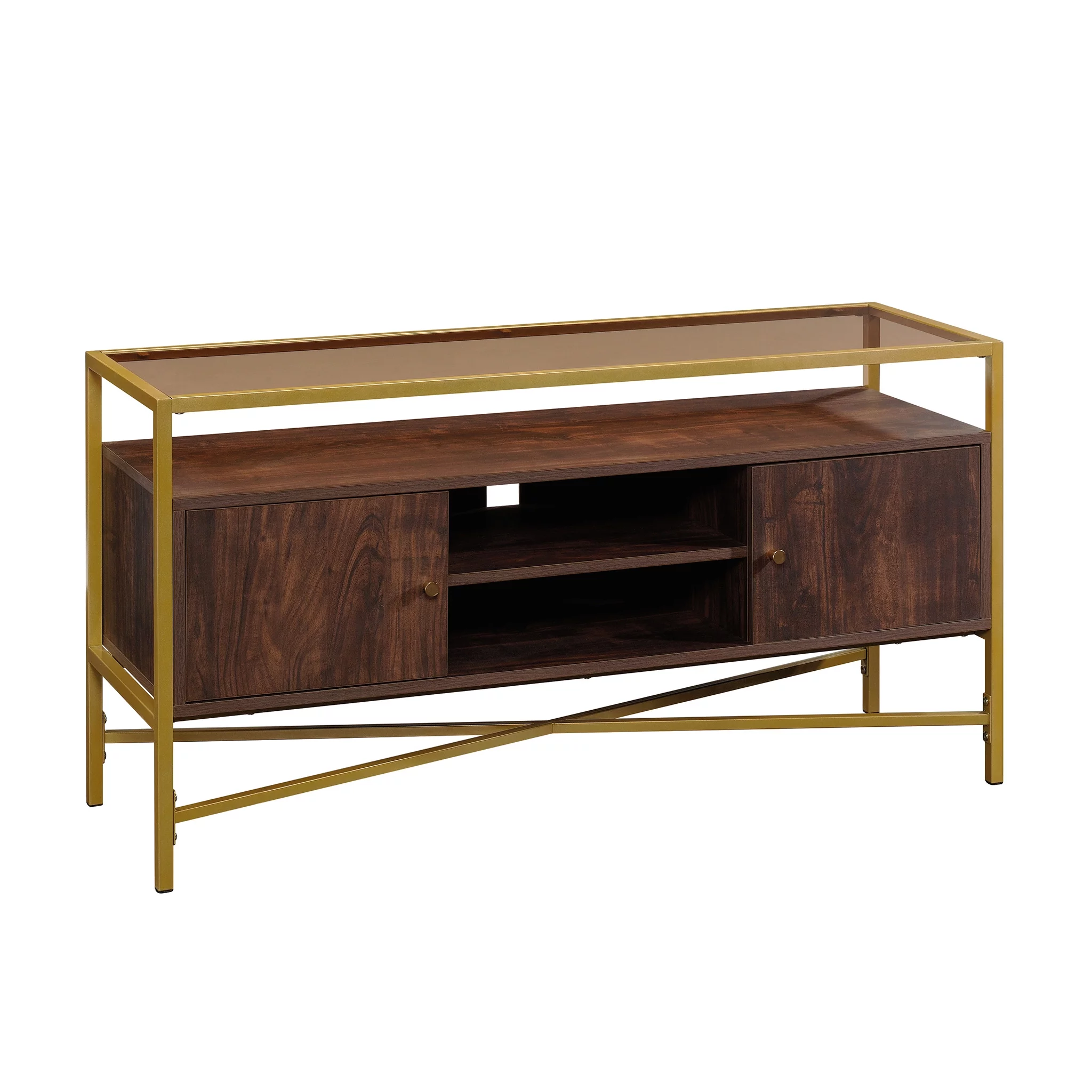 Sauder Harper Heights TV Stand For TVs up to 55", Rich Walnut Finish