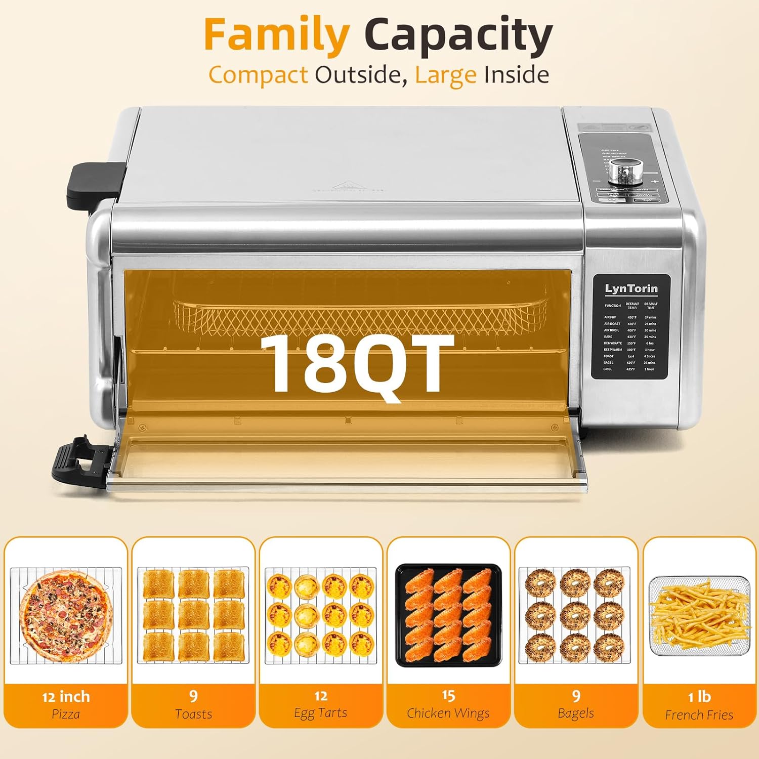 Digital Air Fry Countertop Oven, Air Fryer Toaster Oven Combo Flip UP Save 50% Space, 9 in 1 Electric Indoor Countertop Pizza Oven Air Fryer Easy Clean