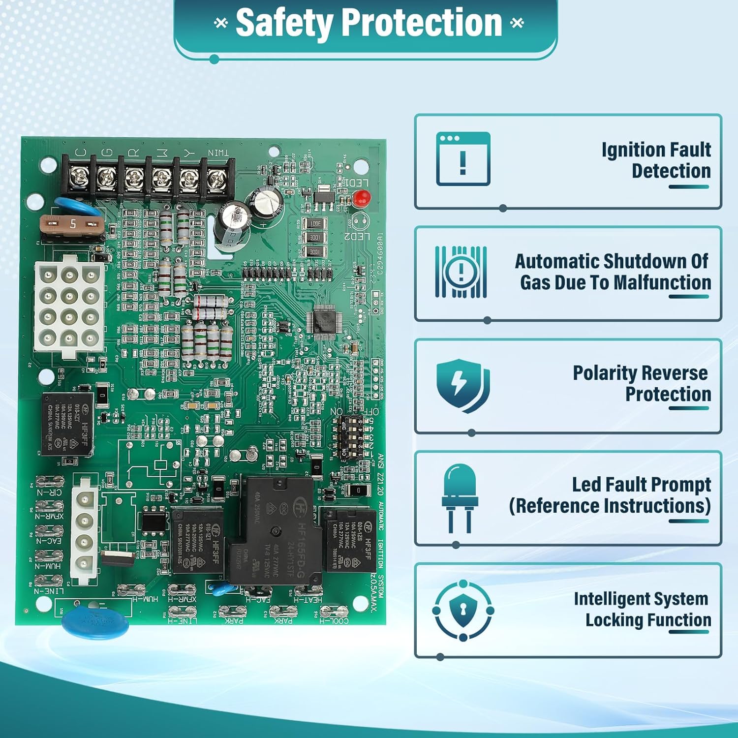 Furnace Control Circuit Board Fit for Trane, white rodgers and American Standard Furnaces #OE 50A65-5165，50A65-474，50A65-475，50A65-476，D341213P01，D341396P01，CNT05164，CNT05165