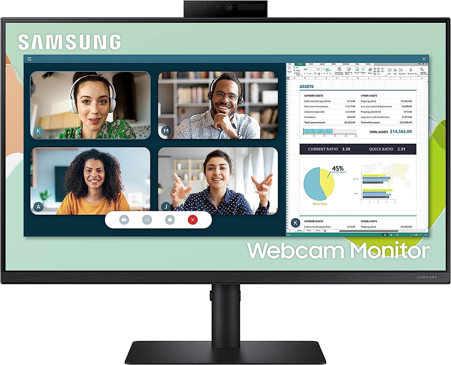 Samsung S40VA Series 24-Inch Computer Monitor, Desktop Monitor, FHD Monitor, HDMI Monitor, 75Hz Monitor, IPS Monitor, Built-in Webcam, Built-in Speaker & Mic, FreeSync Premium-Deal Express