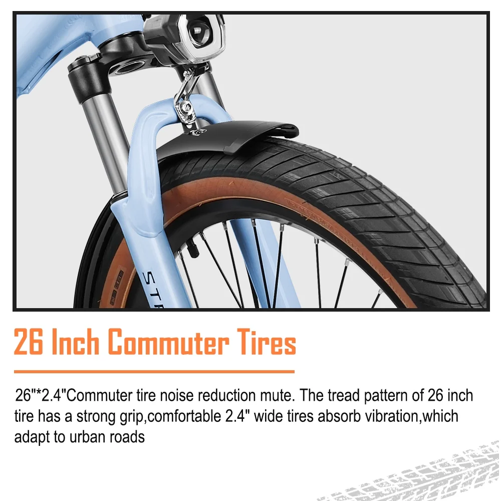 Electric Bikes for Adults,500W E Bike, 48V 12Ah 7 Speed 26''X2.4 Tire Electric Bicycles for Adult