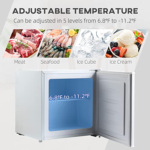 HOMCOM Mini Freezer Countertop, 1.1 Cu.Ft Compact Upright Freezer with Removable Shelves, Reversible Door for Home, Dorm, Apartment and Office
