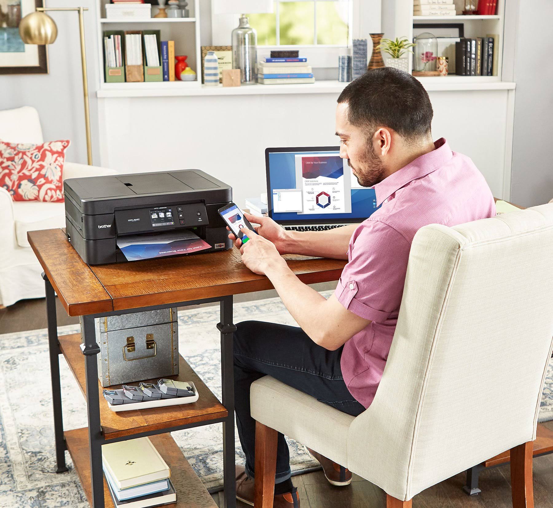 Brother - Work Smart Series MFC-J690DW Wireless All-in-One Inkjet Printer - Black