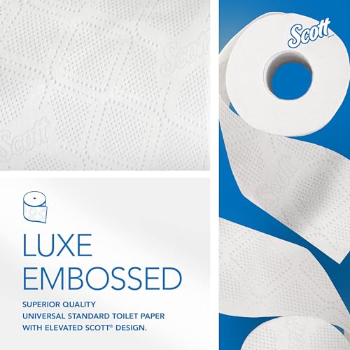 Scott® Professional 100% Recycled Fiber Standard Roll Bulk Toilet Paper (13217), 2-Ply, Elevated Design, White, Individually wrapped rolls (473 Sheets/Roll, 80 Rolls/Case, 37,840 Sheets/Case)