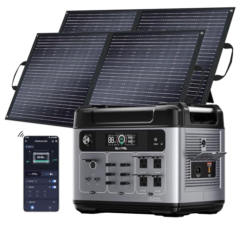 OUKITEL P2001 Plus 2400W Solar Generator with 200W Solar Panel, 2048Wh Solar power station with 4 AC Outlets (5000W Peak), 1.5H Full Charging, APP Control Battery Backup for Home, Camping & RVs