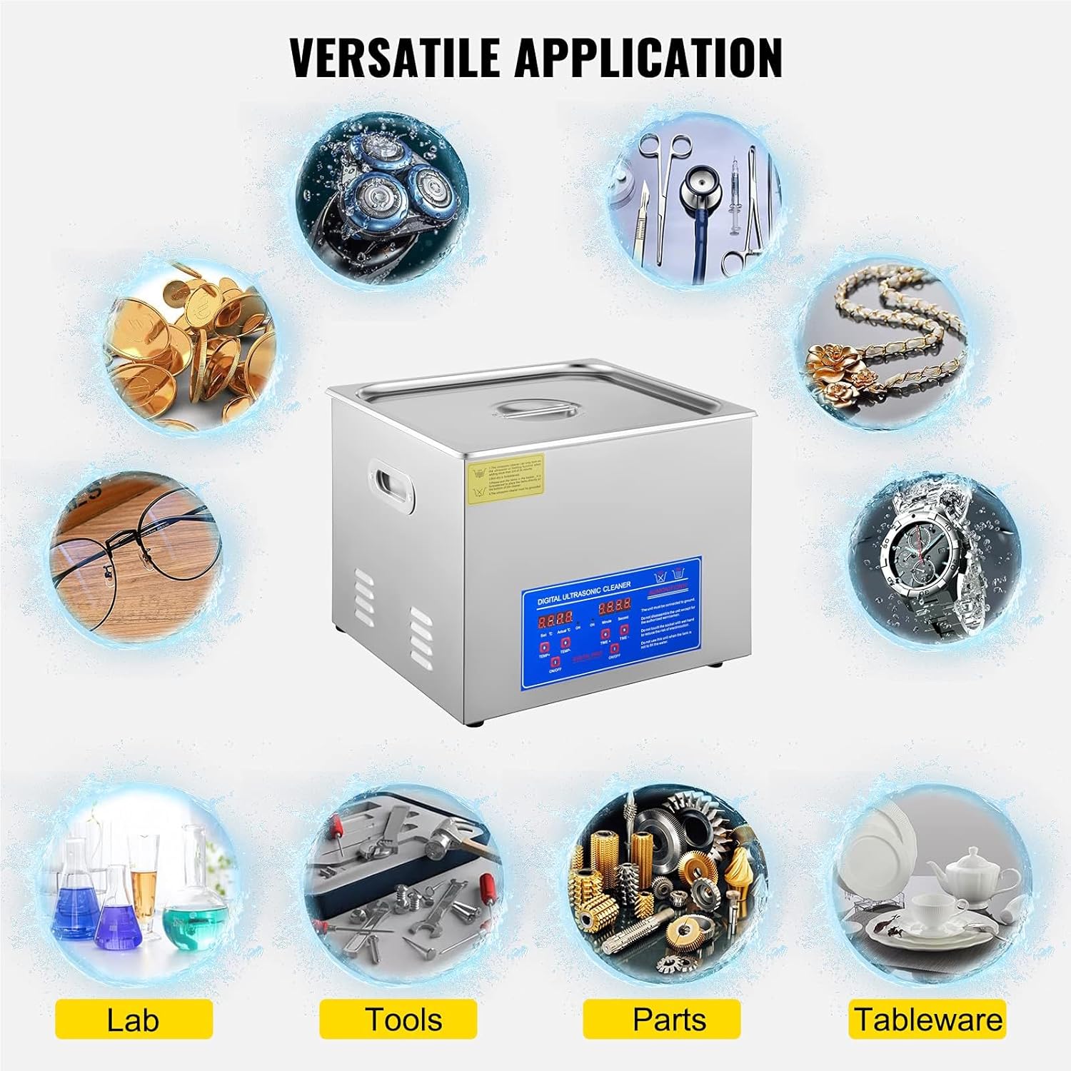 DEWIN Ultrasonic Cleaner 15L Professional Ultrasonic Cleaner with Digital Timer 40kHz Excellent Ultrasonic Cleaning Machine 110V for Jewelry, Watch, Ring, Coin, Diamond, Eyeglasses