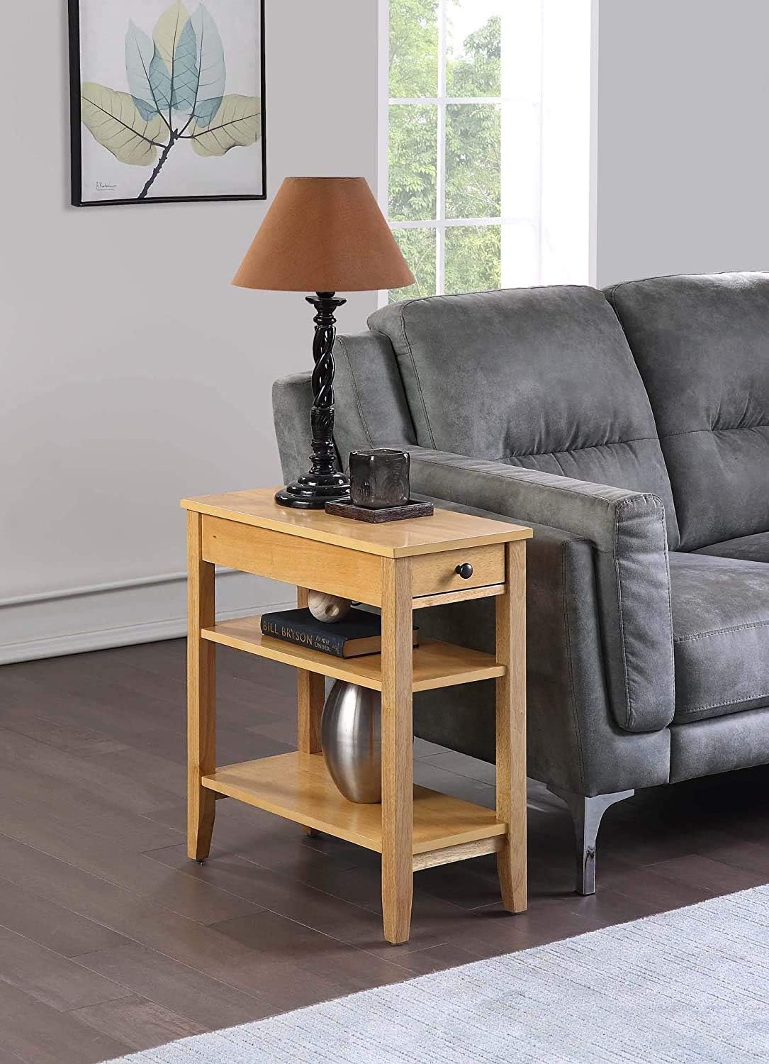 Convenience Concepts American Heritage Three Tier End Table With Drawer, Natural