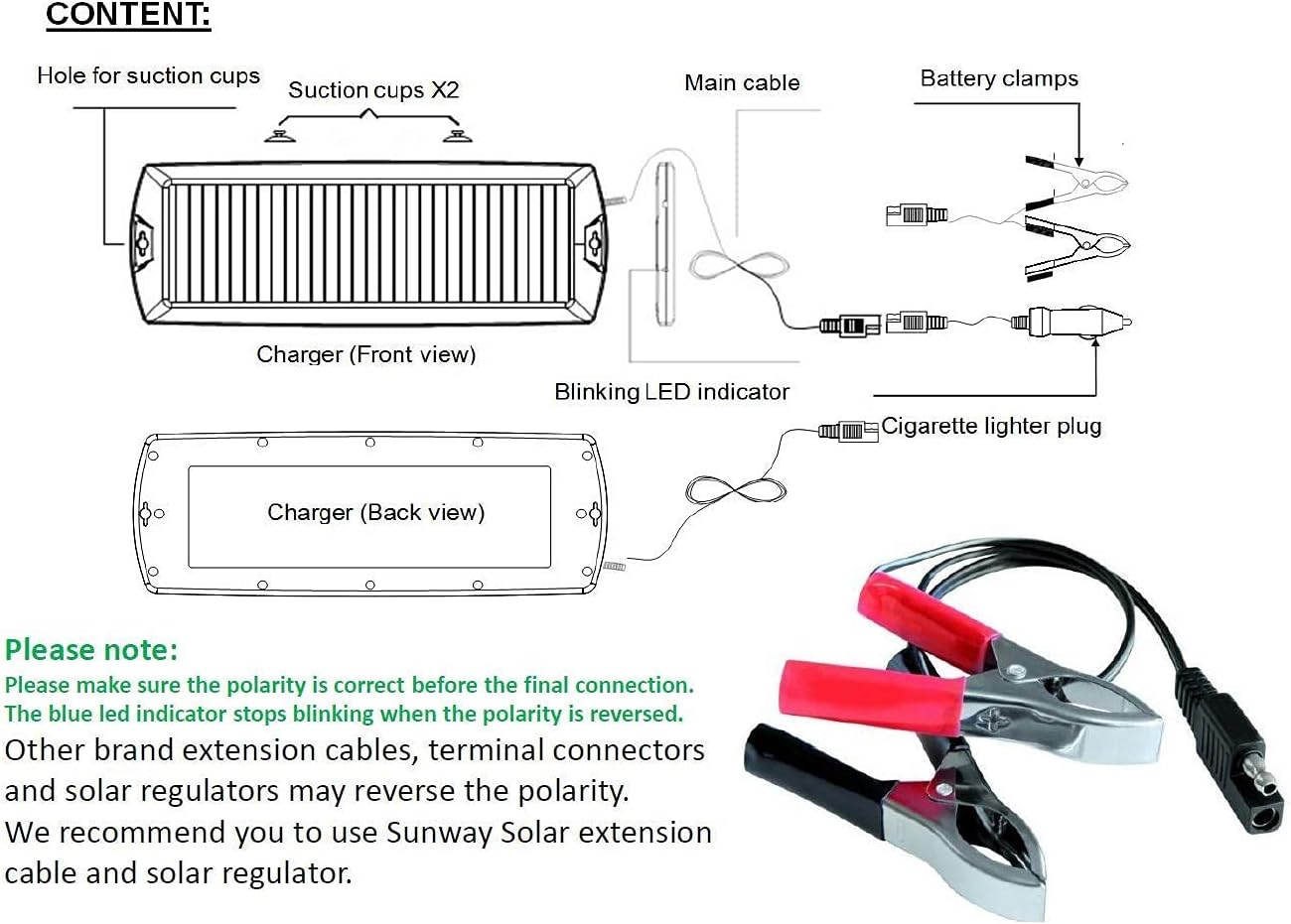 Sunway Solar Car Battery Trickle Charger & Maintainer 12Volt 8W Solar Panel Power Charger kit Portable Waterproof for Automotive RV Marine Boat Truck Motorcycle Trailer Tractor Powersports Snowmobile