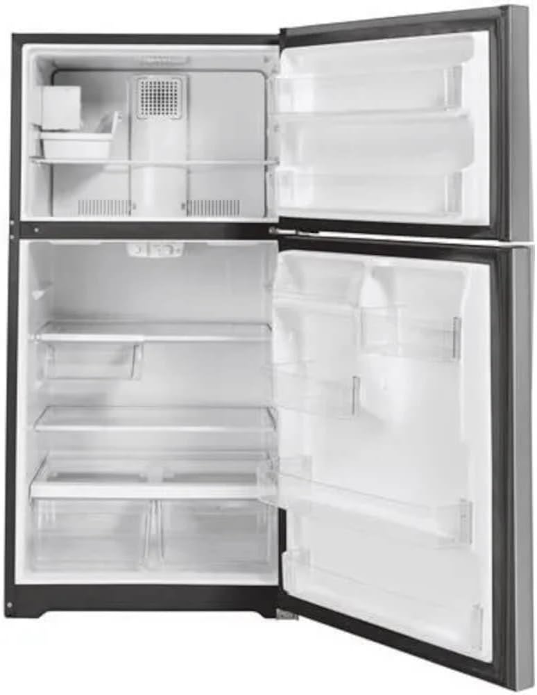 GE GIE22JSNRSS 33" Top Freezer Refrigerator with 21.9 cu. ft. Total Capacity Energy Star Certified LED Lighting Sliding Deli Drawer Adjustable Wire Freezer Shelf ADA Compliant in Stainless Steel