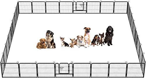 BestPet Dog Playpen Indoor 40 inch 16 Panels Metal Dog Pen Pet Dog Fence Outdoor Exercise Pen with Doors,Pet Puppy Playpen for RV Camping Yard, Black