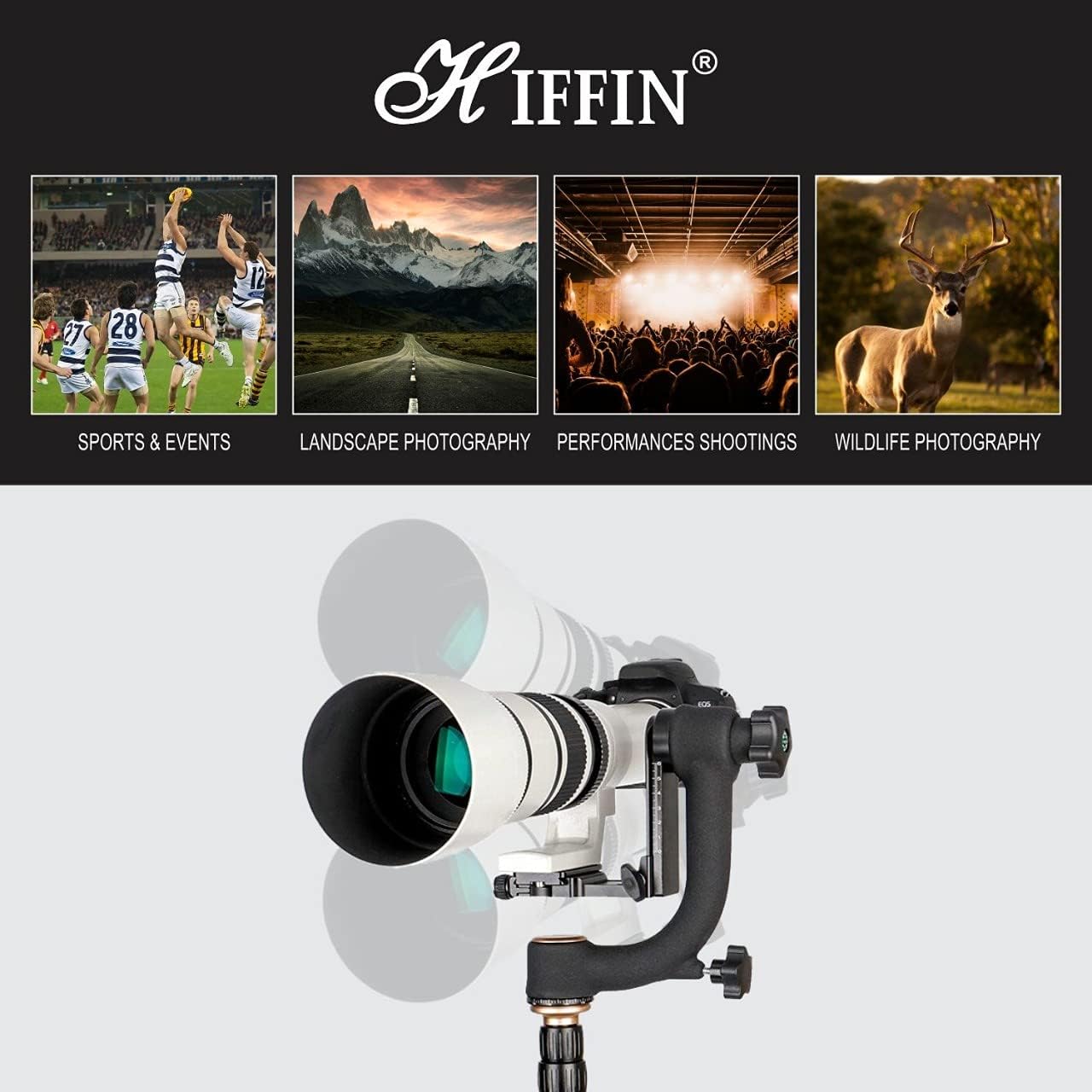 HIFFIN 360 Degree Gimble Tripod Head Panoramic Gimbal Tripod Head with Arca-Swiss Standard 1/4'' Quick Release Plate and Bubble Level for Digital