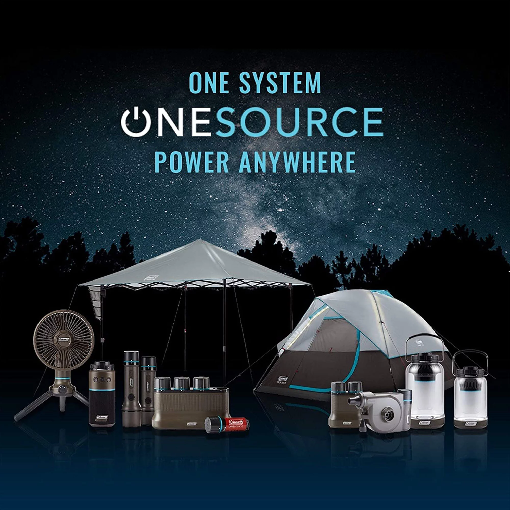 Coleman OneSource 1000 Lumens Outdoor Lantern w/ Charging Station (2 Pack)
