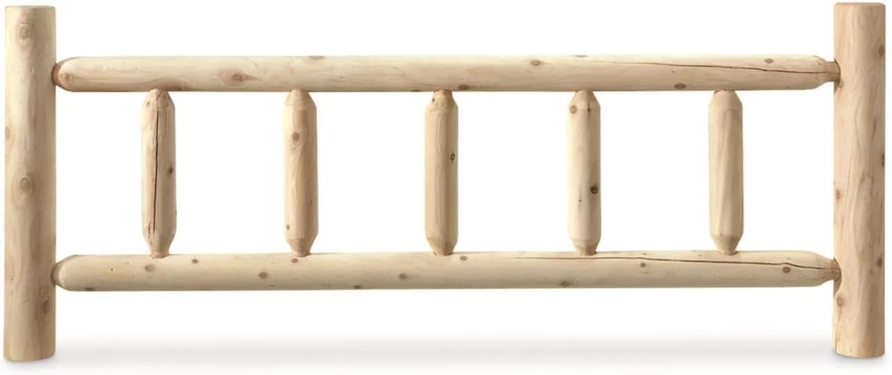 Cedar Log Queen Bed with Headboard and Footboard, Rustic Natural Unfinished Wooden Bed Frames
