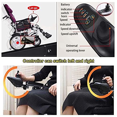 Heavy Duty Electric Wheelchair for Adults, Automatic Reclining Powered Wheelchairs with Flip-Back Armrest & Swing-Away Leg Rests, All Terrain Foldable Motorized Wheel Chair with Headrest,Grey