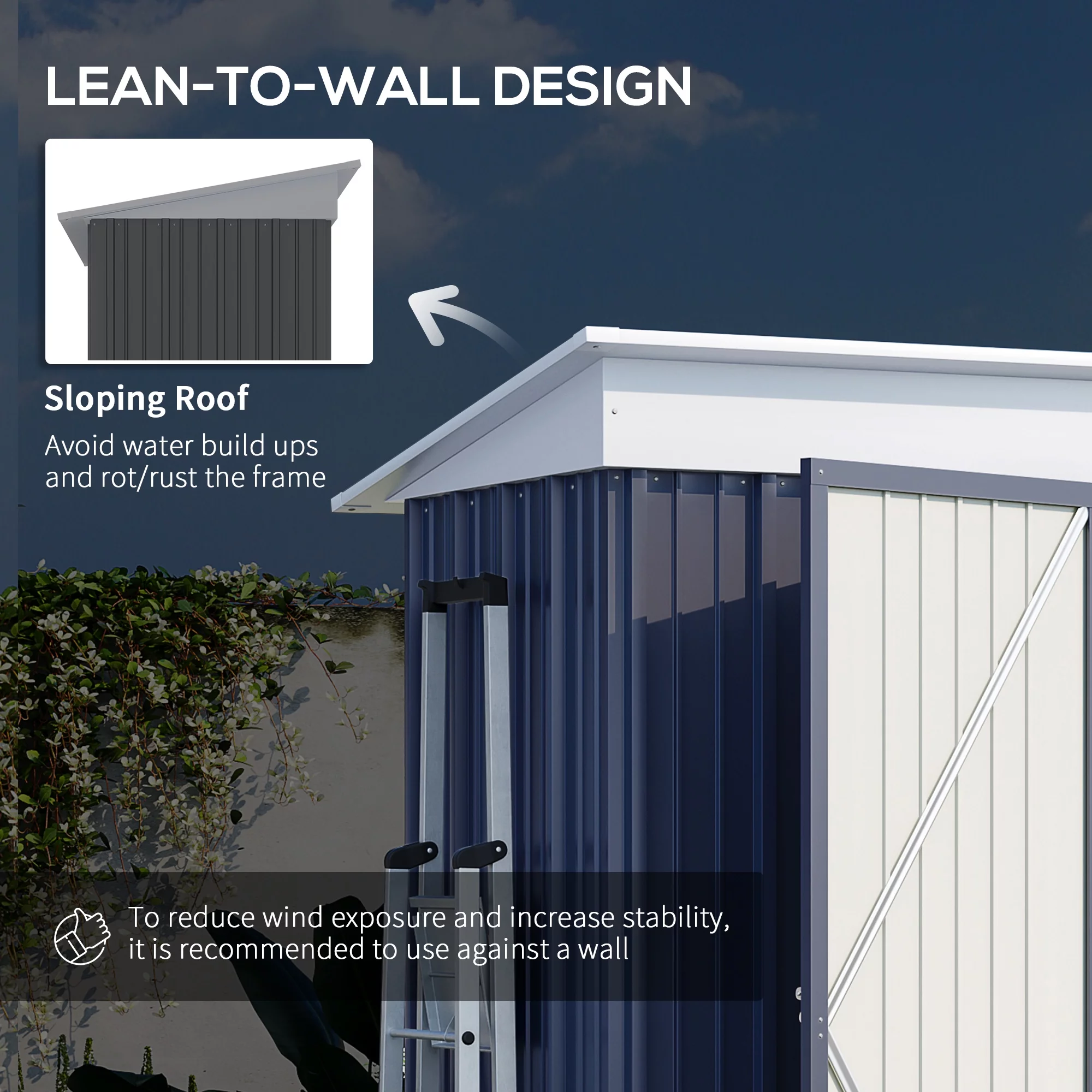 Outsunny Garden Storage Shed All Weather Steel Garage Tool House w/ Lockable Door