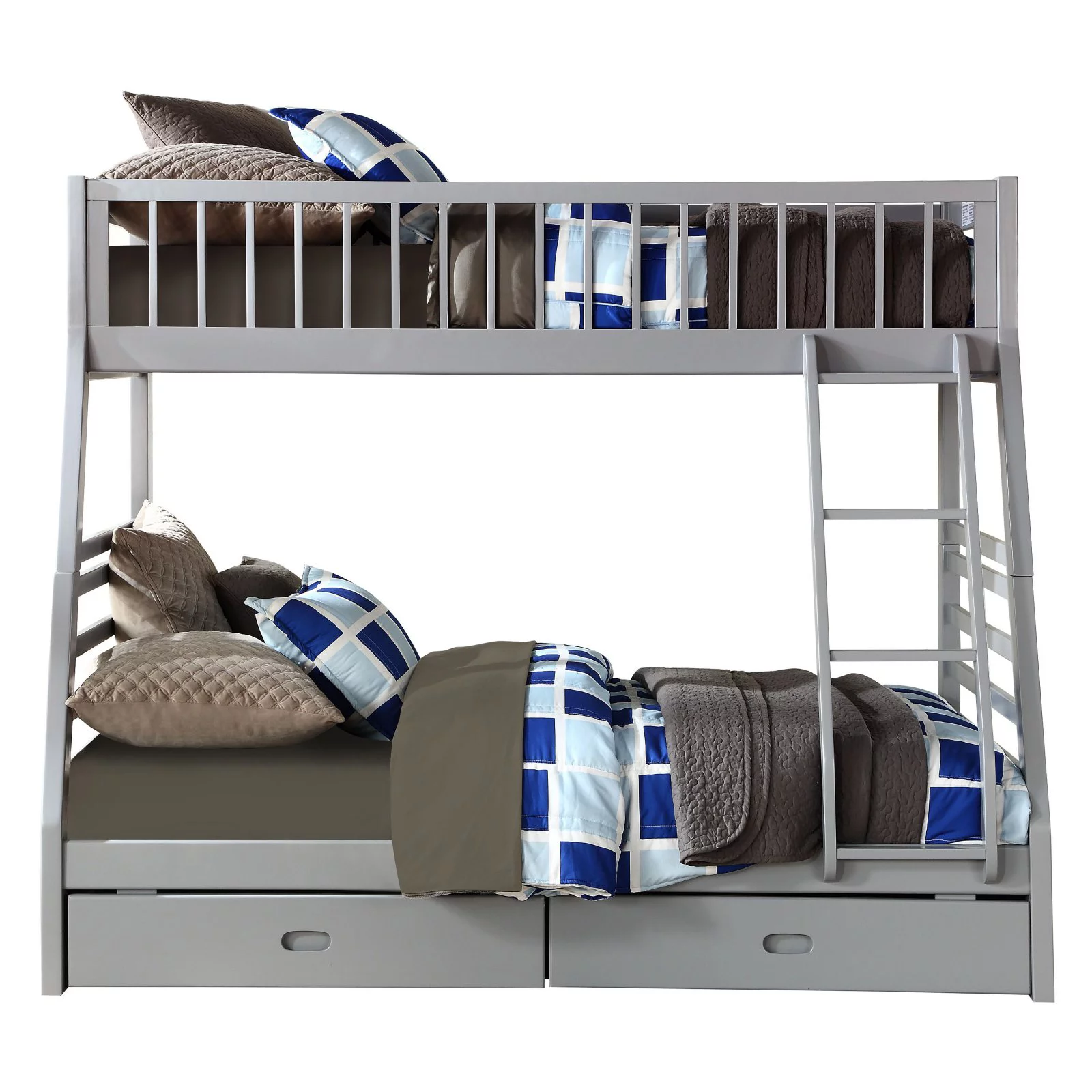 ACME Jason Twin over Full Bunk Bed with 2 Drawers in Gray