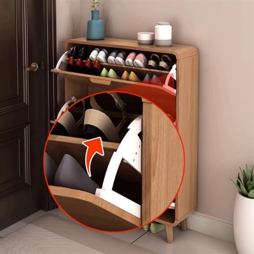 Shoe Racks/Shoe Shelf Organizer Shoe Cabinet, Wood Shoe Storage Cabinet with 3 Flip Drawers, Modern Slim Wooden Shoe Organizer Rack for Entryway Living Room Bedroom Shoe Rack for Entryway(50x18x120CM)