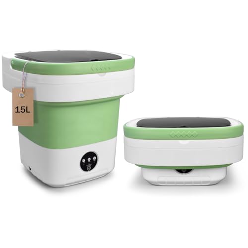 Portable Washing Machine, 15L Upgraded Mini Washer and Spin Dryer with Deep Cleaning of Underwear, Baby Clothes and Small Clothes, Foldable Small Washer for Apartments, Dorm,RV, Travel, Hotel, Laundry