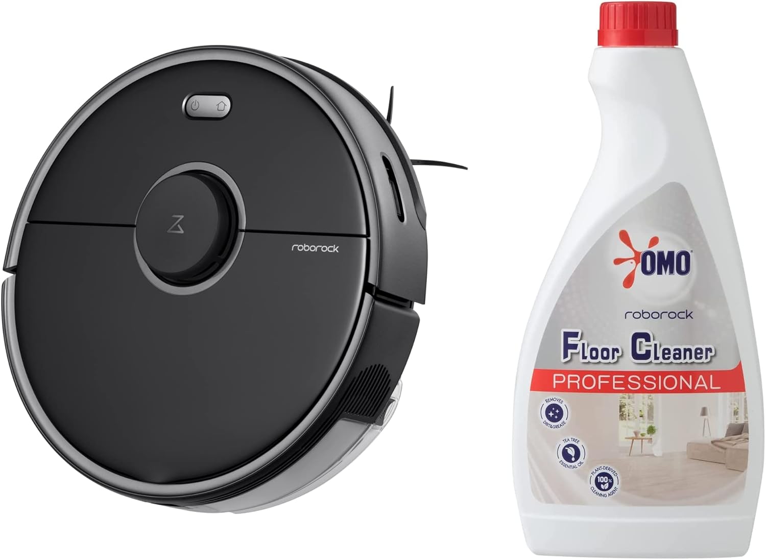 roborock S5 Max Robot Vacuum and Mop with Official Multi-Surface Floor Cleaning Solution Bundle, Black