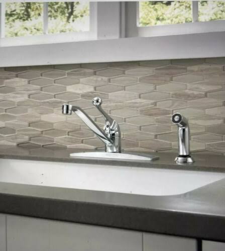 Delta 400LF-WF Single Handle Kitchen Faucet with Spray - Chrome