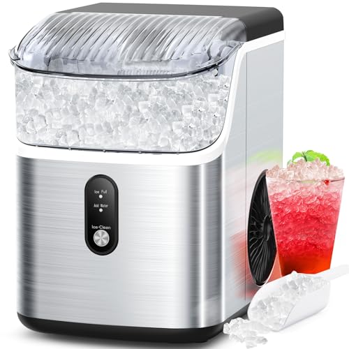 COWSAR Nugget Ice Makers Countertop, Soft Chewable Crushed Ice Maker Machine, Portable Pebble Ice Maker Countertop, 34Lbs/Day, Self-Cleaning, One-Button Operation Ice Machine