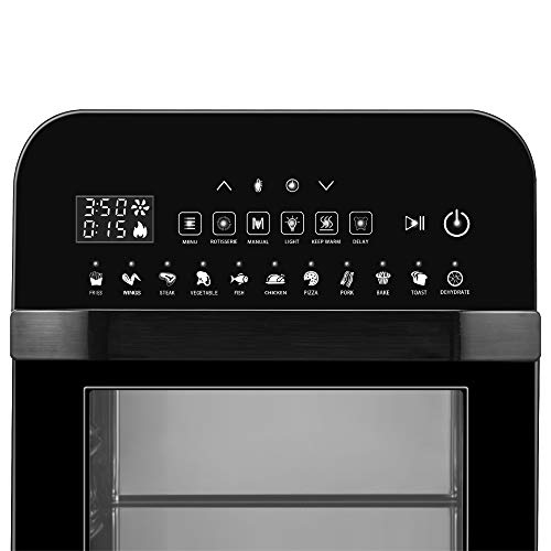 GoWISE USA Deluxe 12.7-Quarts 15-in-1 Electric Air Fryer Oven w/Rotisserie and Dehydrator + 50 Recipes