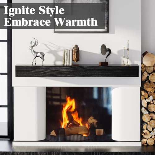 Fireplace Mantel Shelf 72", Rustic Wood Mantles for Over Fireplace, Handcrafted Floating Mantel Shelf, Wall Mounted Farmhouse Decor, with Brushed Surface Workmanship(72Lx8Dx5H, Rustic Natural)