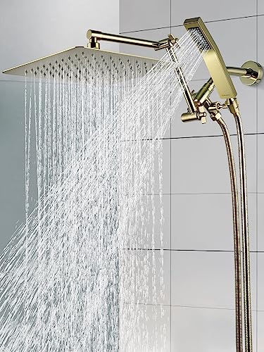 G-Promise All Metal 12 Inch Rainfall Shower Head with Handheld Spray Combo| 3 Settings Diverter|Adjustable Extension Arm with Lock Joints |71 Inches Stainless Steel Hose (Oil Rubbed Bronze)