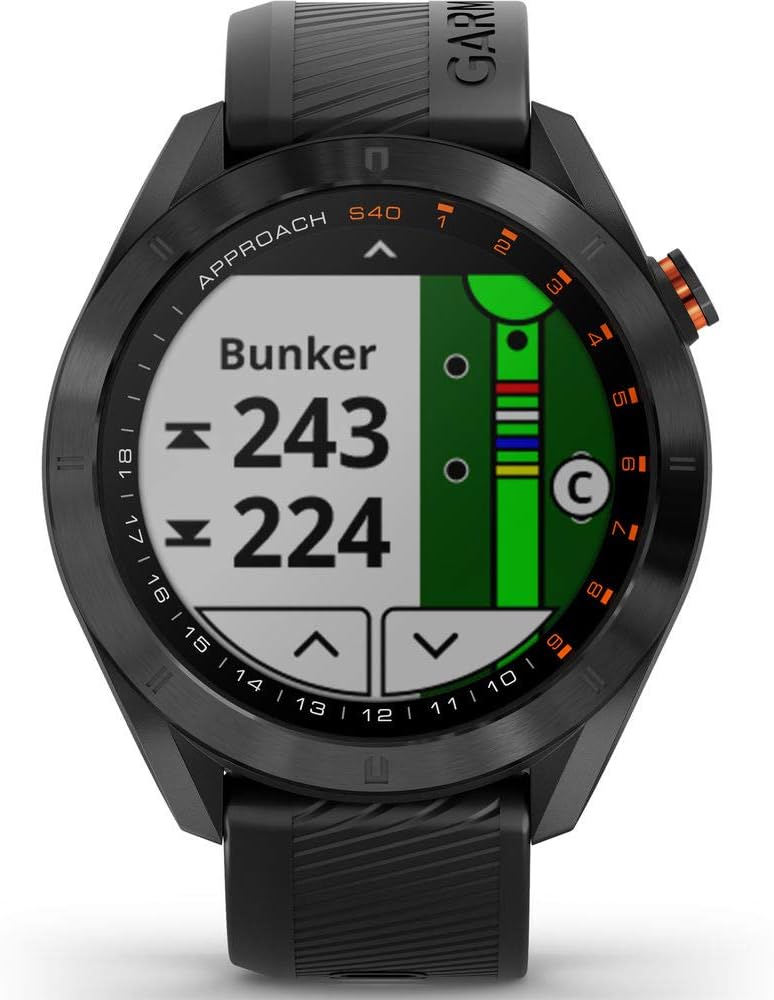 Garmin Approach S40, Stylish GPS Golf Smartwatch, Lightweight with Touchscreen Display, Black