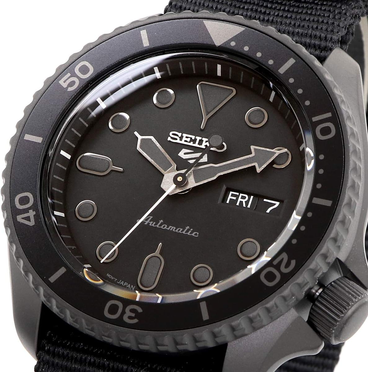 Seiko 5 Sports SKX Street Style Automatic Mechanical Wristwatch, Limited Distribution Model, Men's, Seiko Five Sports SRPD79, All Black, Black