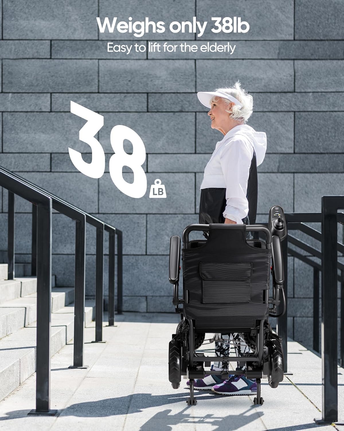 Electric Wheelchair Super Lightweight,Only 38lbs, Foldable Electric Wheelchair for Adults,Travel Size,Airline Approved,Intelligent Folding Electric Wheelchairs for Seniors, All Terrain