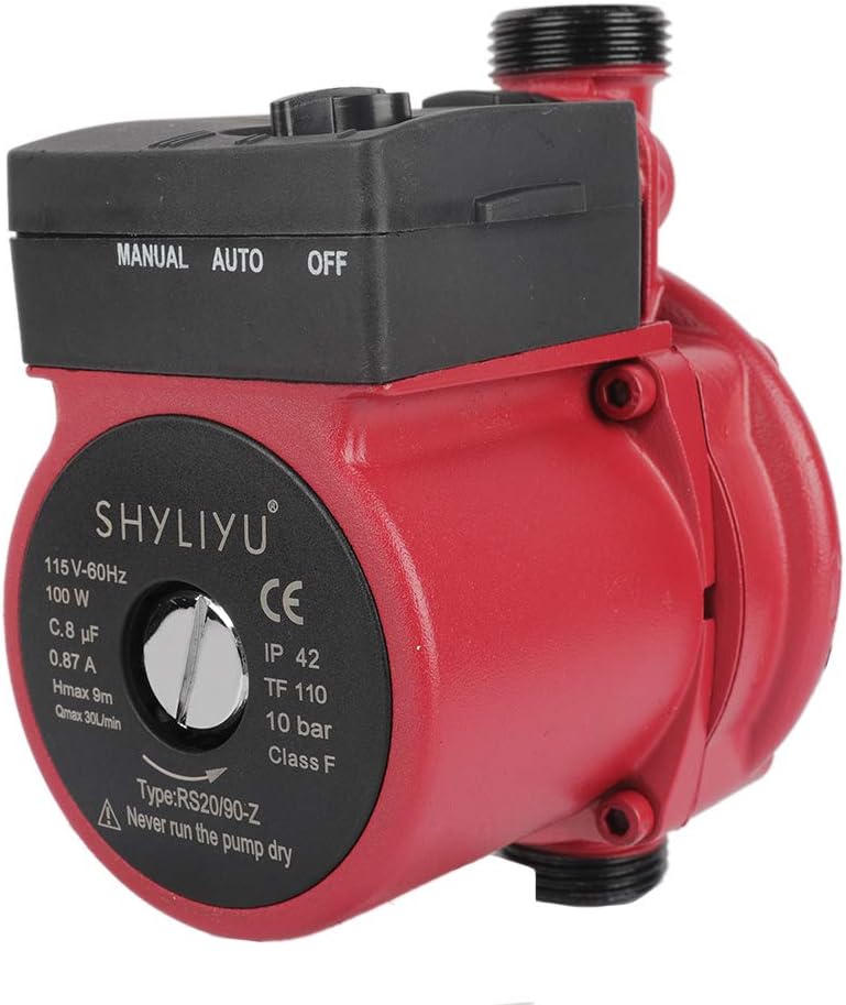 SHYLIYU Water Pressure Booster Pump Circulator Pump 115V/60Hz Hot Water Automatic Recirculating Pump 1 inch Outlet Pressure Booster Pump Cast Iron