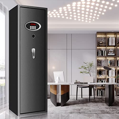7-8 Extra Large Gun Safes for Home Rifle and Pistols, Heavy Duty Anti-Theft Gun Safes for Rifles and Shotguns, Home Rifle Safe with Removable Gun Rack, LED Light and Pistol Pockets