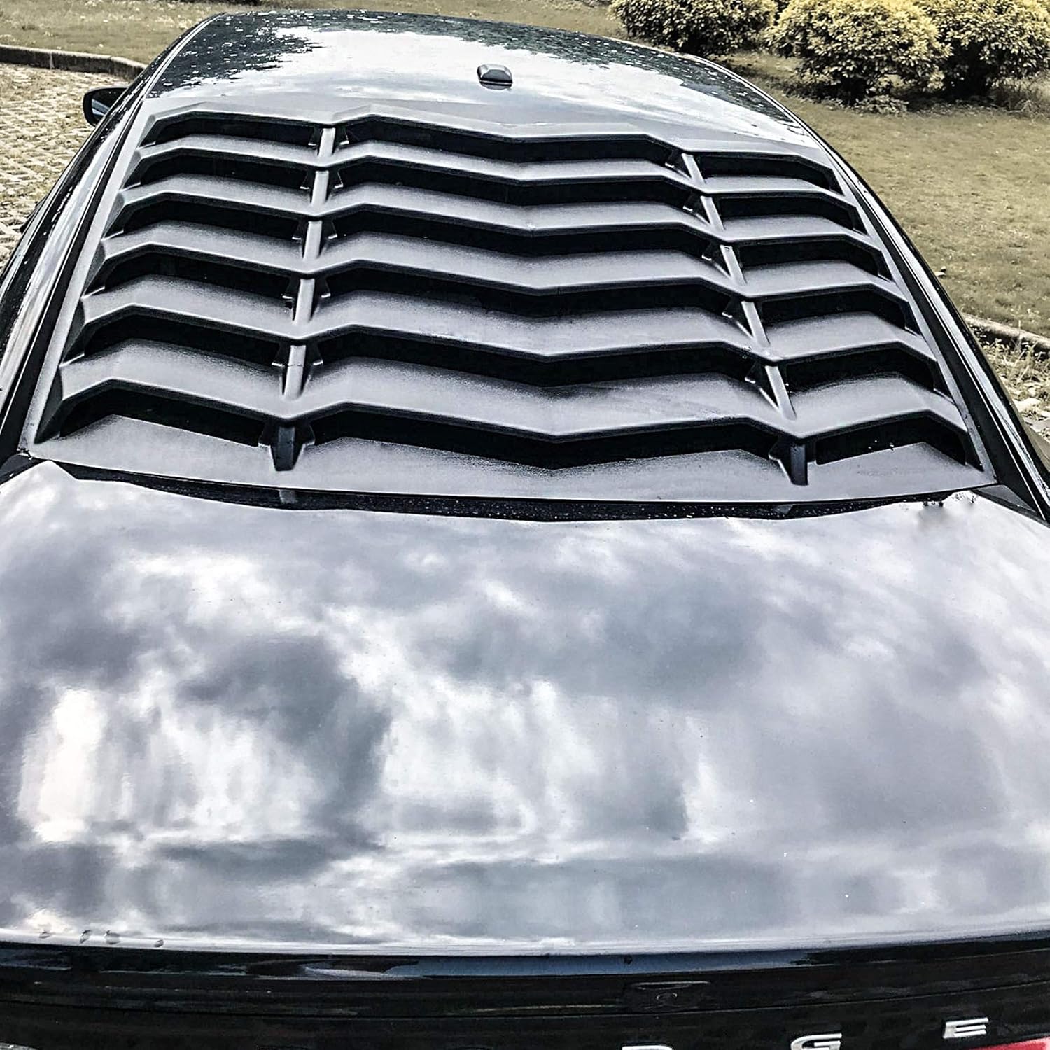 LE-JX Matte Black Rear+Side Window Louver Cover 2/Set Compatible with 2011-2021 Dodge Charger in GT Lambo Style Custom Fit All Weather ABS