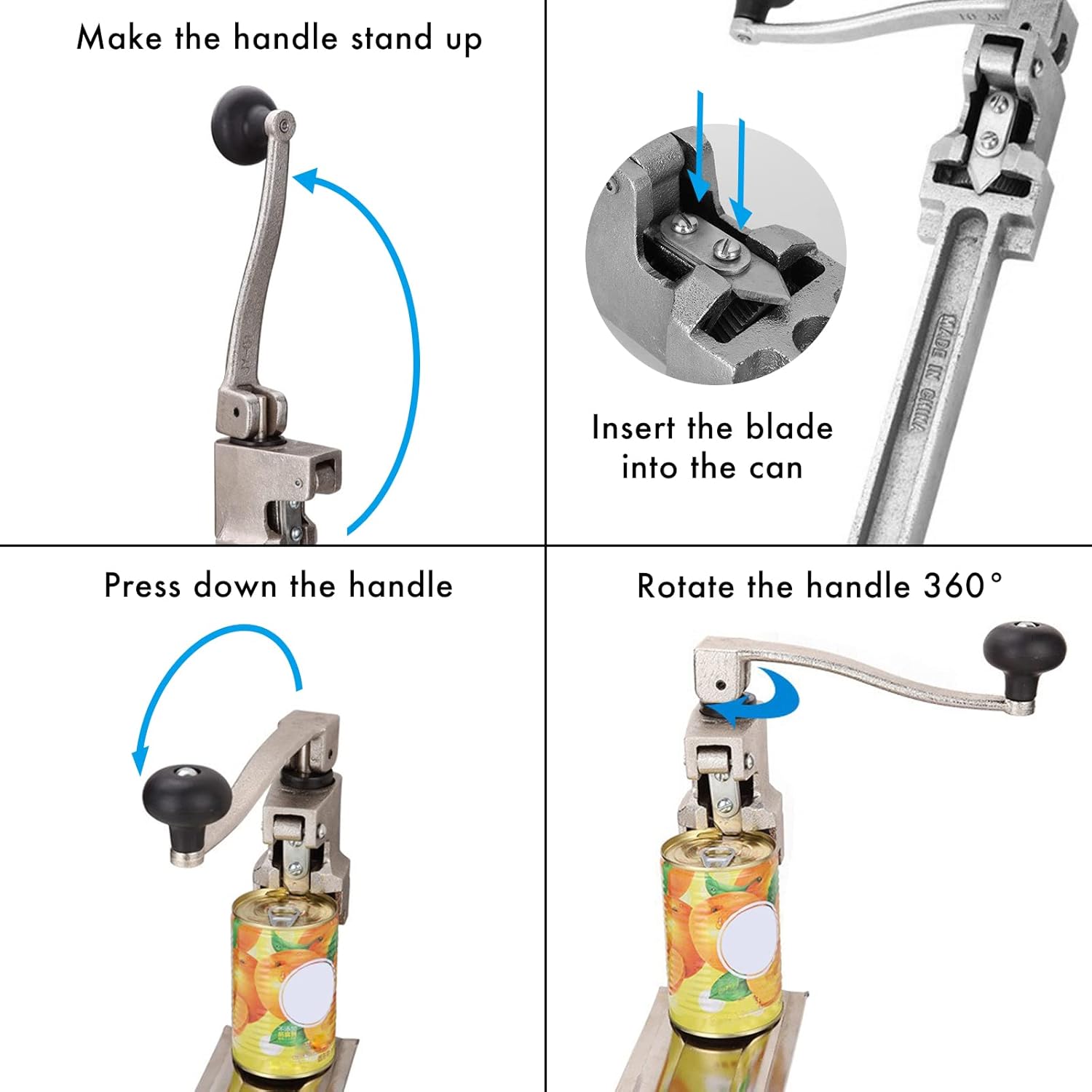Erinaik Commercial Can Opener, 18.5” Manual Table Can Opener with Plated Steel Base, Heavy Duty for Restaurant Hotel Bar Compatible with Edlund ( Large )