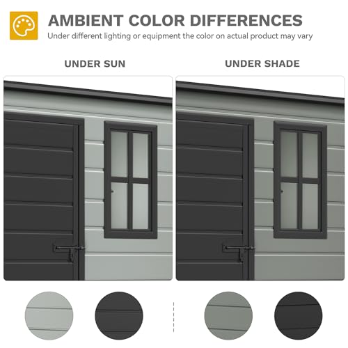 DWVO 5x3 FT Outdoor Storage Shed with Floor, All-Weather Resin Storage Shed with Lockable Door & Window, Waterproof Plastic Tool Storage for Garden, Backyard, Patio, Lawn, Blue-Gray