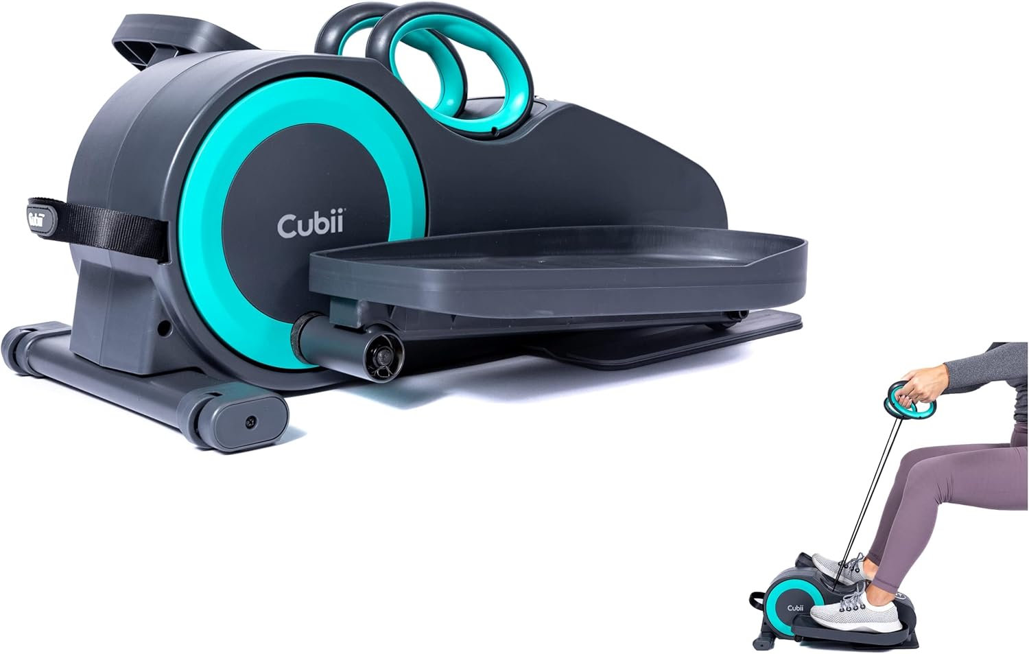 Cubii Total Body - Under Desk Seated Elliptical Pedal Exerciser with Built in Upper Body Resistance Bands, 12 Levels of Resistance, LCD Display, Whisper Quiet with Bluetooth - Adult to Seniors