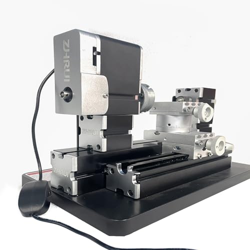 High Power 60W Powerful Mini Metal DIY 4-axis Rotating Lathe Lathes Machine Tools With Base 12000 rpm for Wood Soft Metals Plexiglass Plastic