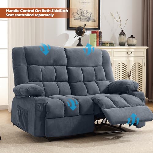 Reclining Loveseat with Cup Holders for Living Room 2 Seat Manual Loveseat Recliner with Side Pocket