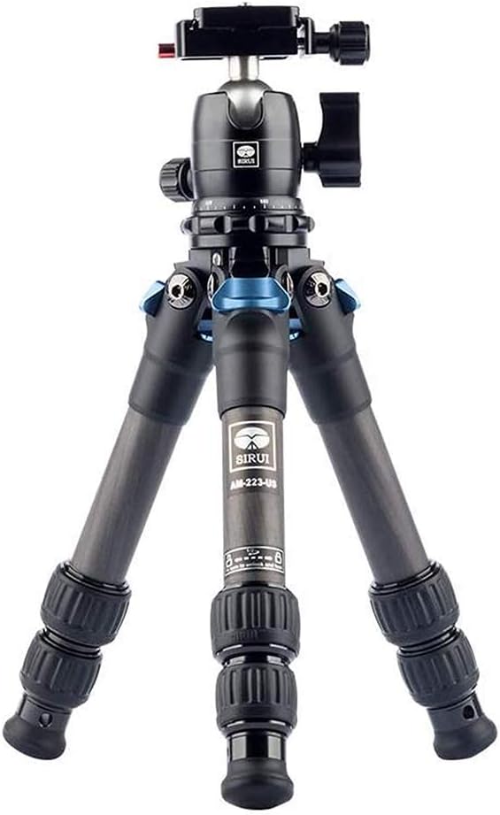 SIRUI AM-223 Carbon Fiber Camera Tripod Mini Travel Compact Tripod with 360° B-00K Ball Head, Arca Swiss Quick Release Plate, Loads up 15KG, Max Height 16.6", Folded Height 12.1"
