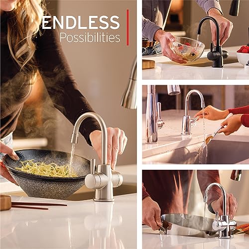 InSinkErator HOT250 Instant Hot Water Dispenser System, Single-Handle Faucet in Satin Nickel with 2/3-Gallon Stainless Steel Tank, H250SN-SS