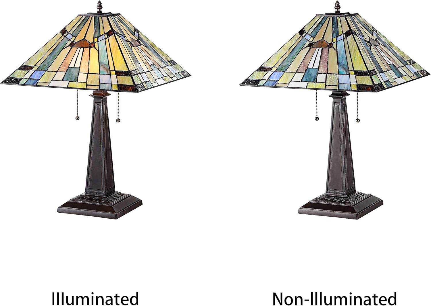 Tiffany-Style 2 Light Mission Table Lamp 16" Shade