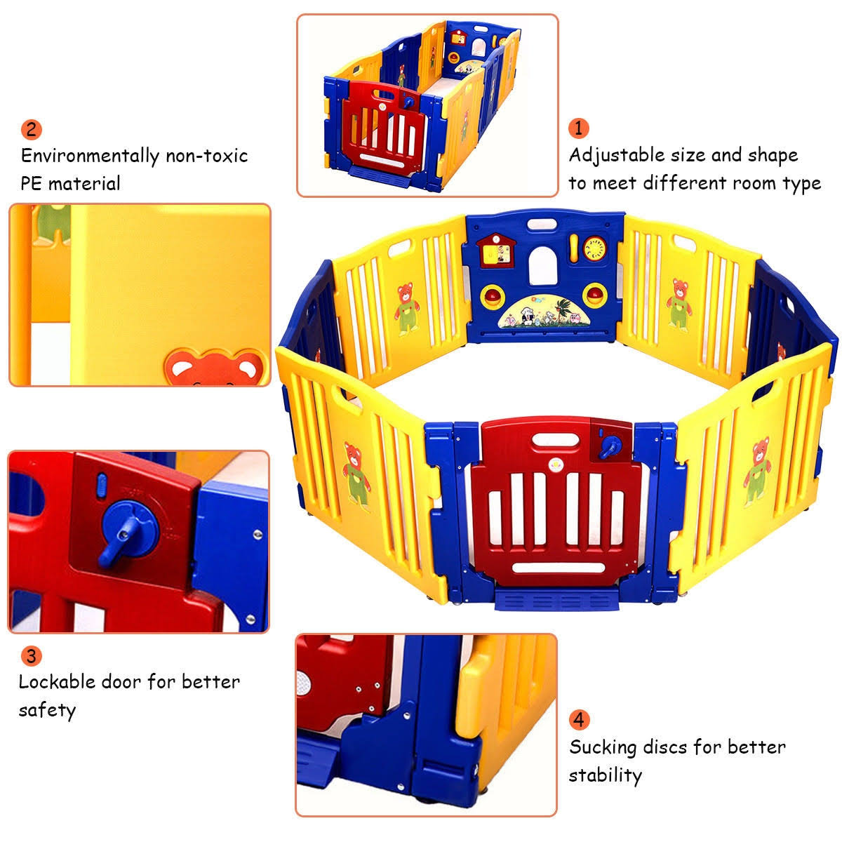 8 Panel Safety Play Center Baby Playpen